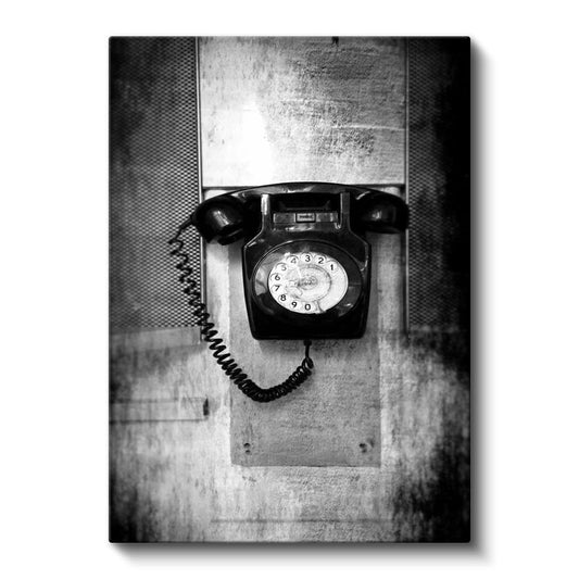 Retro Telefon - Siyah Ahizeli Duvar Telefonu Kanvas Tablo