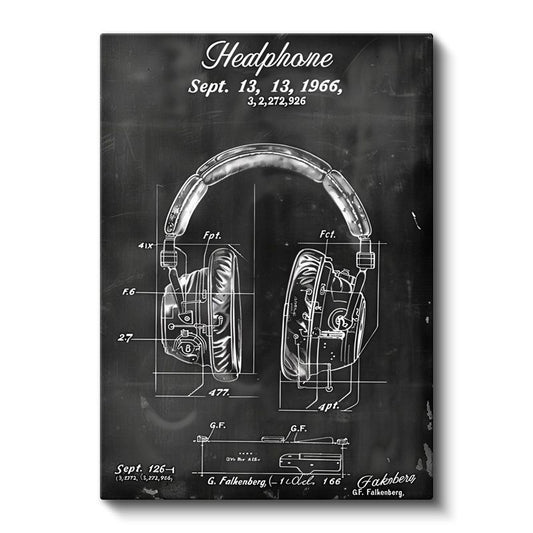 Kulaklık Patent Çizimi - 1966 Tarihli Teknik İllüstrasyon Kanvas Tablo