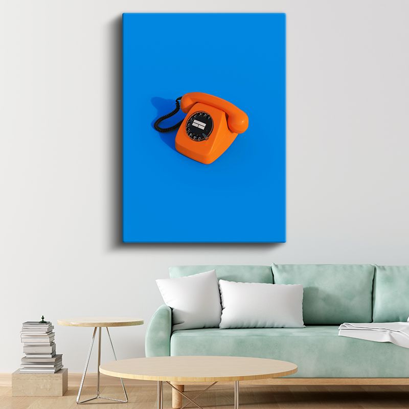 Turuncu Telefon - Pop Art Retro İletişim Aracı Kanvas Tablo