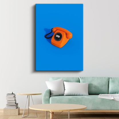 Turuncu Telefon - Pop Art Retro İletişim Aracı Kanvas Tablo