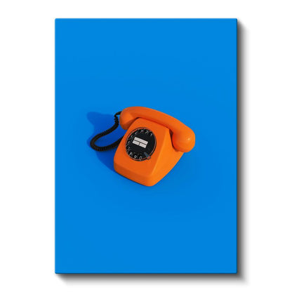 Turuncu Telefon - Pop Art Retro İletişim Aracı Kanvas Tablo