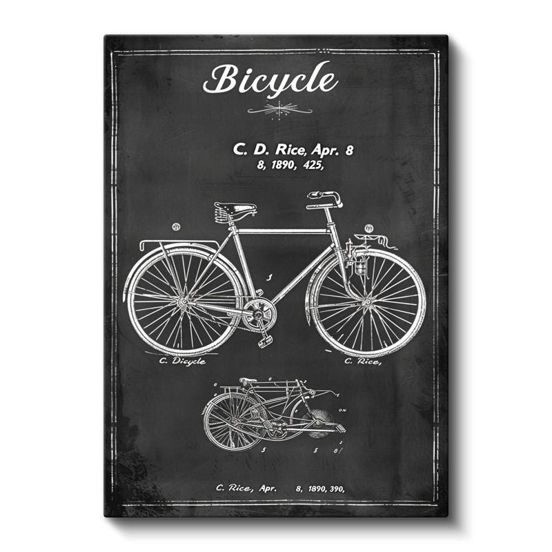 Klasik Bisiklet - 1890 Vintage Teknik Çizim Kanvas Tablo