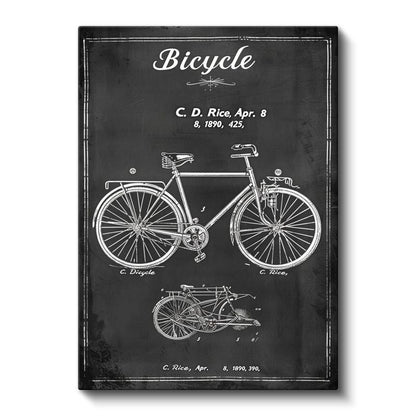 Klasik Bisiklet - 1890 Vintage Teknik Çizim Kanvas Tablo