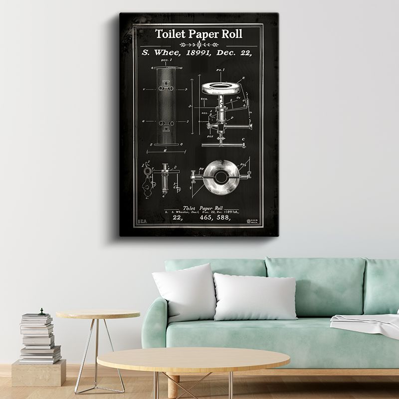 Tuvalet Kağıdı Rulosu - 1891 Endüstriyel Patent Kanvas Tablo