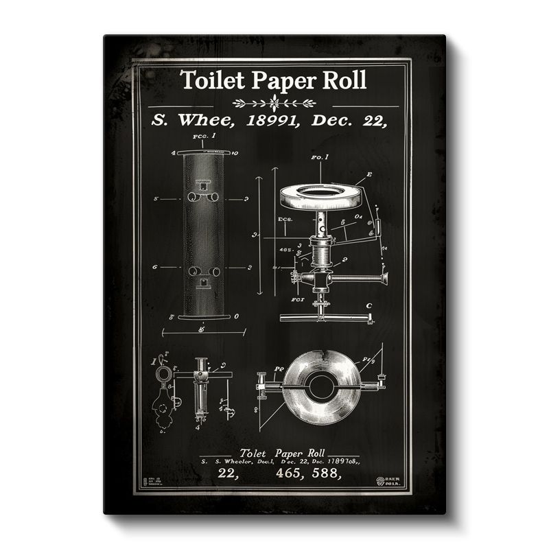 Tuvalet Kağıdı Rulosu - 1891 Endüstriyel Patent Kanvas Tablo