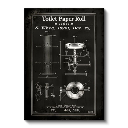 Tuvalet Kağıdı Rulosu - 1891 Endüstriyel Patent Kanvas Tablo