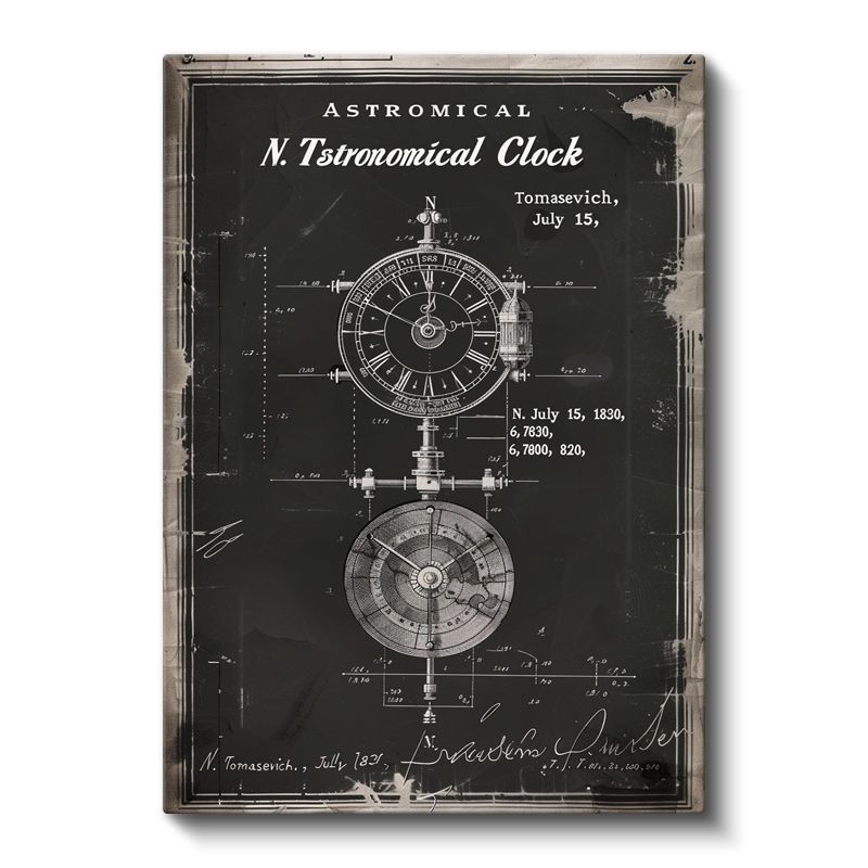 Astronomik Saat - 1830 Bilimsel Alet Tasarımı Kanvas Tablo