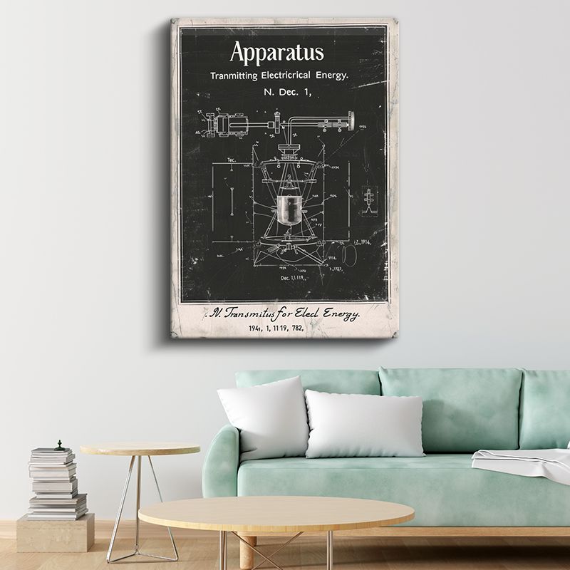 Elektrik Enerjisi Aparatı - Vintage Tesla Buluşu Kanvas Tablo