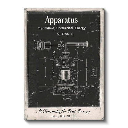 Elektrik Enerjisi Aparatı - Vintage Tesla Buluşu Kanvas Tablo