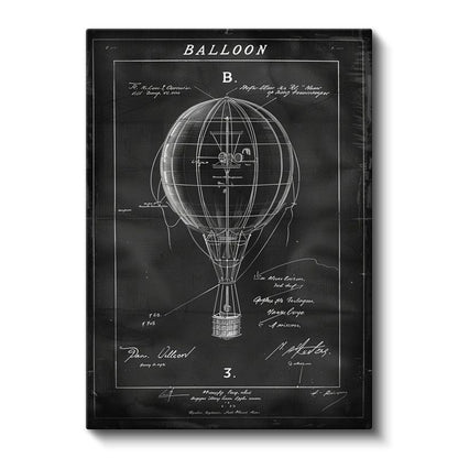 Sıcak Hava Balonu - Tarihi Uçuş Aracı Çizimi Kanvas Tablo