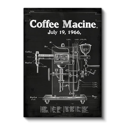 Kahve Makinesi - 1966 Endüstriyel Tasarım Kanvas Tablo