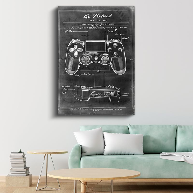 Oyun Kumandası - 1985 Patent Çizimi Kanvas Tablo