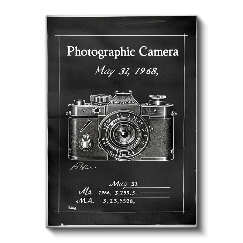 Klasik Fotoğraf Makinesi - 1968 Teknik Çizim Kanvas Tablo