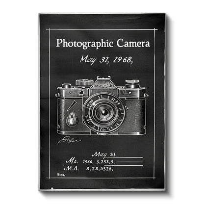 Klasik Fotoğraf Makinesi - 1968 Teknik Çizim Kanvas Tablo