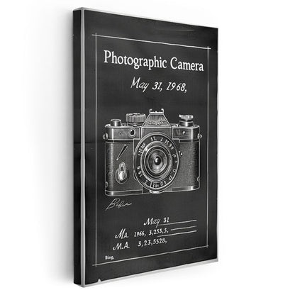 Klasik Fotoğraf Makinesi - 1968 Teknik Çizim Kanvas Tablo