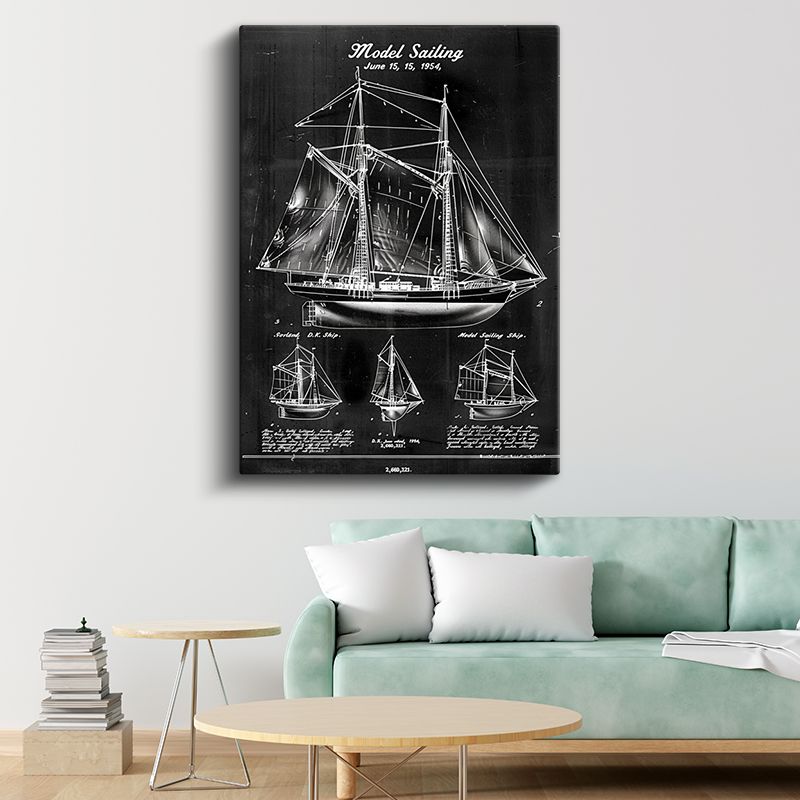 Yelkenli Gemi - 1954 Denizcilik Tasarımı Kanvas Tablo