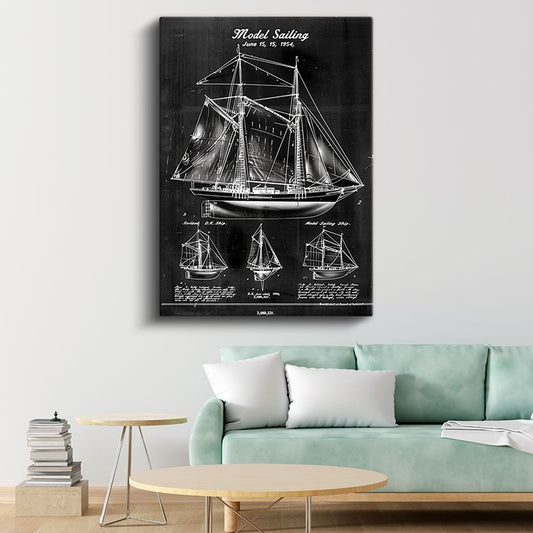 Yelkenli Gemi - 1954 Denizcilik Tasarımı Kanvas Tablo