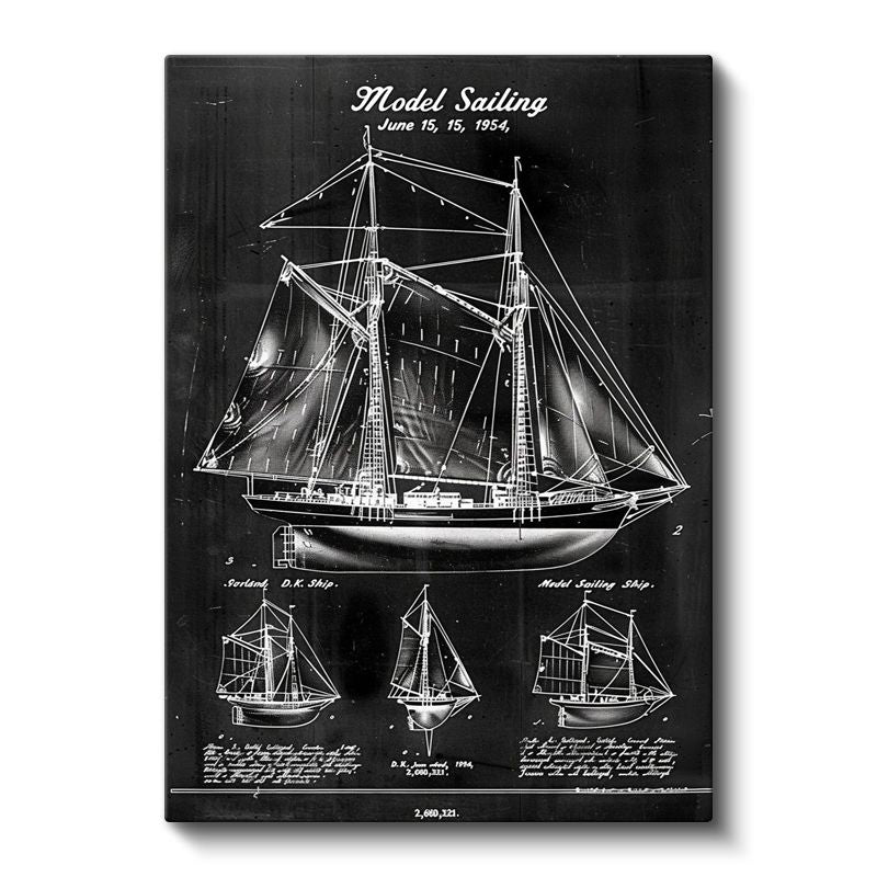 Yelkenli Gemi - 1954 Denizcilik Tasarımı Kanvas Tablo
