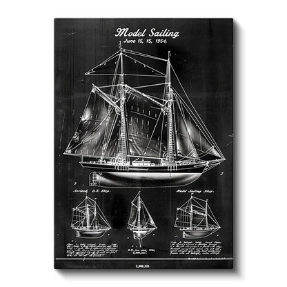 Yelkenli Gemi - 1954 Denizcilik Tasarımı Kanvas Tablo