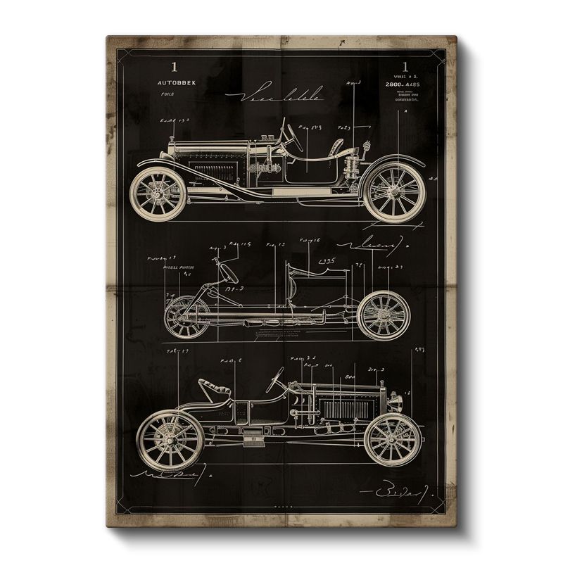 Klasik Otomobil - Vintage Araba Tasarımı Kanvas Tablo