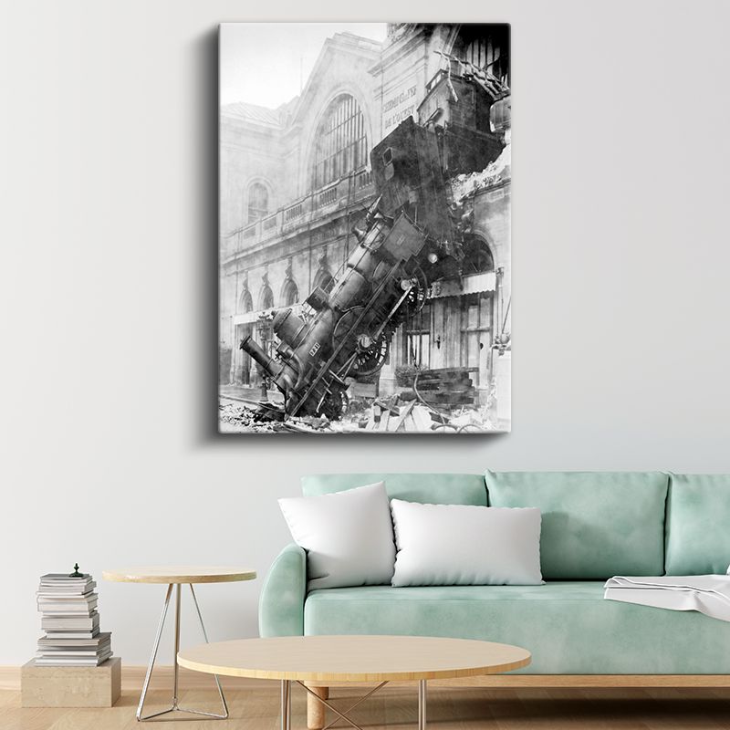 Tren Kazası - Tarihi Demiryolu Fotoğrafı Kanvas Tablo