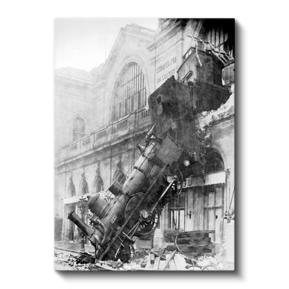 Tren Kazası - Tarihi Demiryolu Fotoğrafı Kanvas Tablo