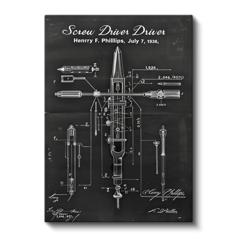 Tornavida Patenti - 1936 Teknik Çizim Kanvas Tablo