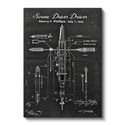 Tornavida Patenti - 1936 Teknik Çizim Kanvas Tablo