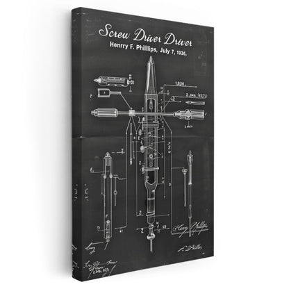 Tornavida Patenti - 1936 Teknik Çizim Kanvas Tablo