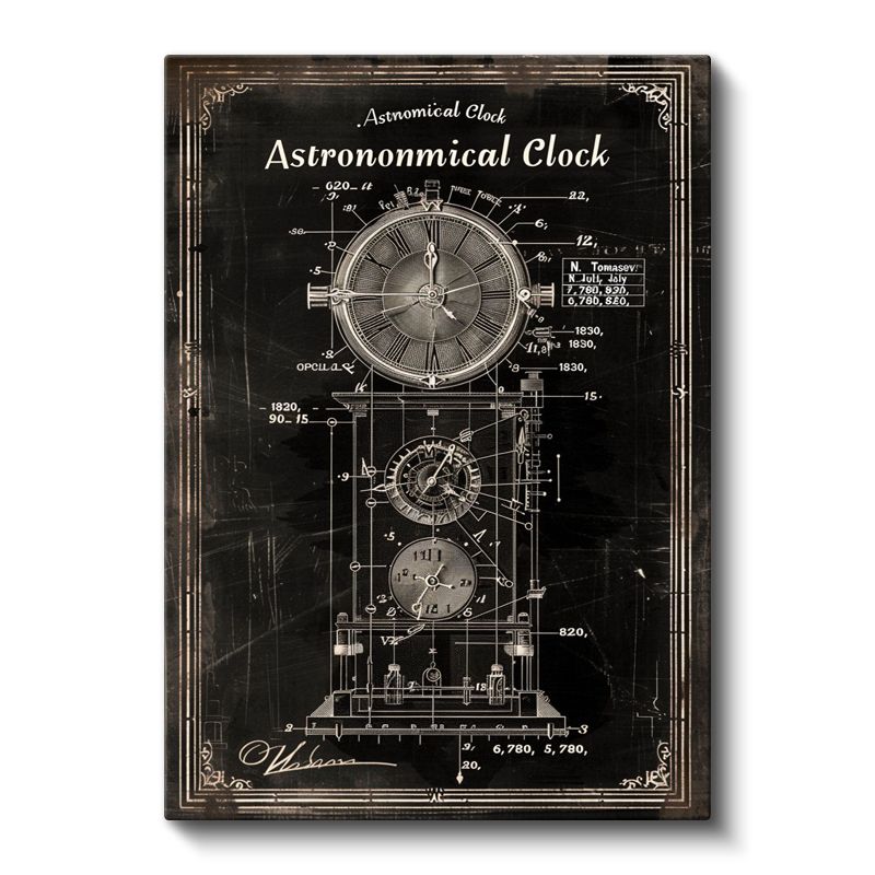 Astronomik Saat - Antik Zaman Ölçer Kanvas Tablo