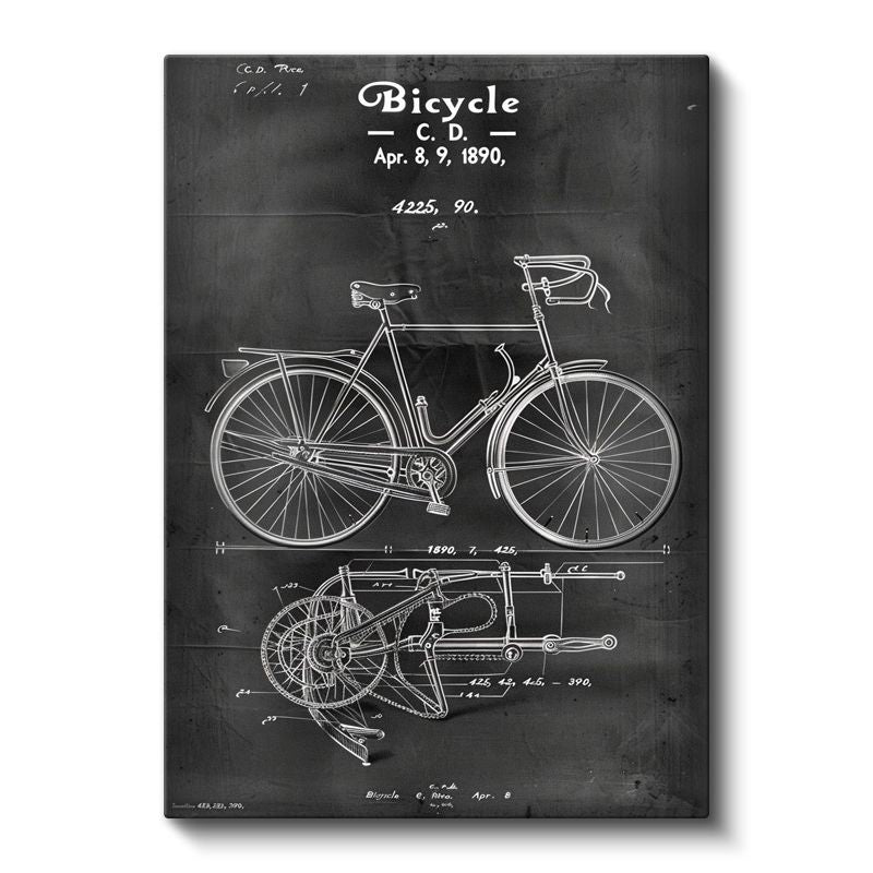Klasik Bisiklet - 1890 Mühendislik Tasarımı Kanvas Tablo
