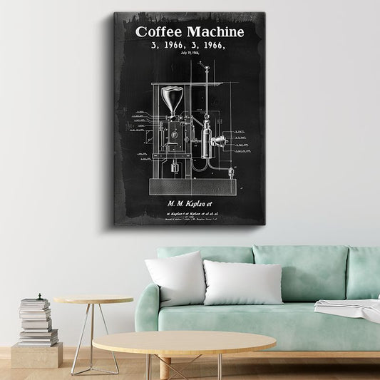 Kahve Makinesi - Retro İçecek Hazırlayıcı Kanvas Tablo