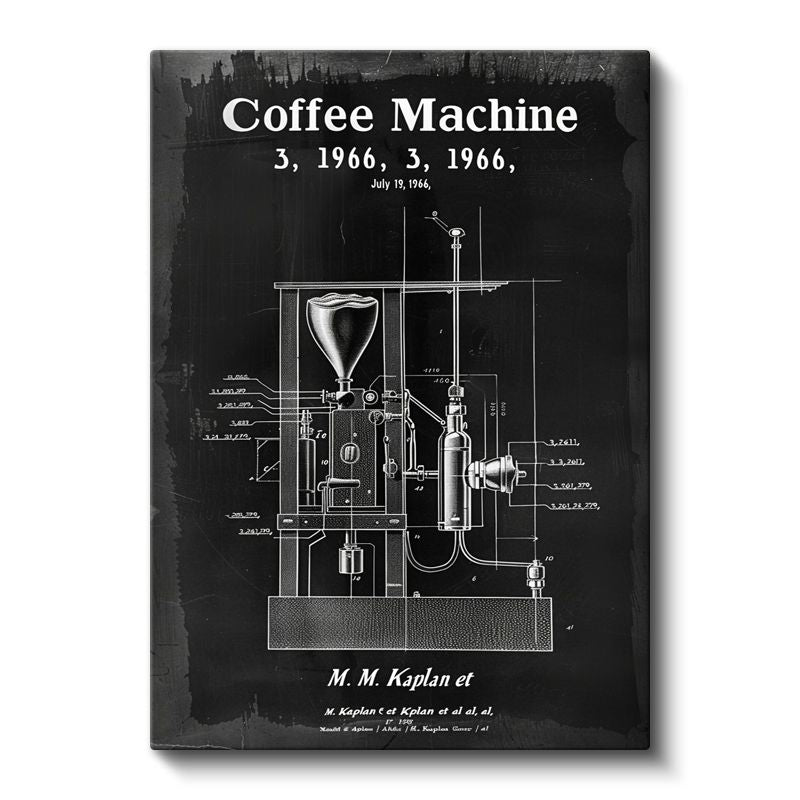 Kahve Makinesi - Retro İçecek Hazırlayıcı Kanvas Tablo