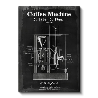 Kahve Makinesi - Retro İçecek Hazırlayıcı Kanvas Tablo