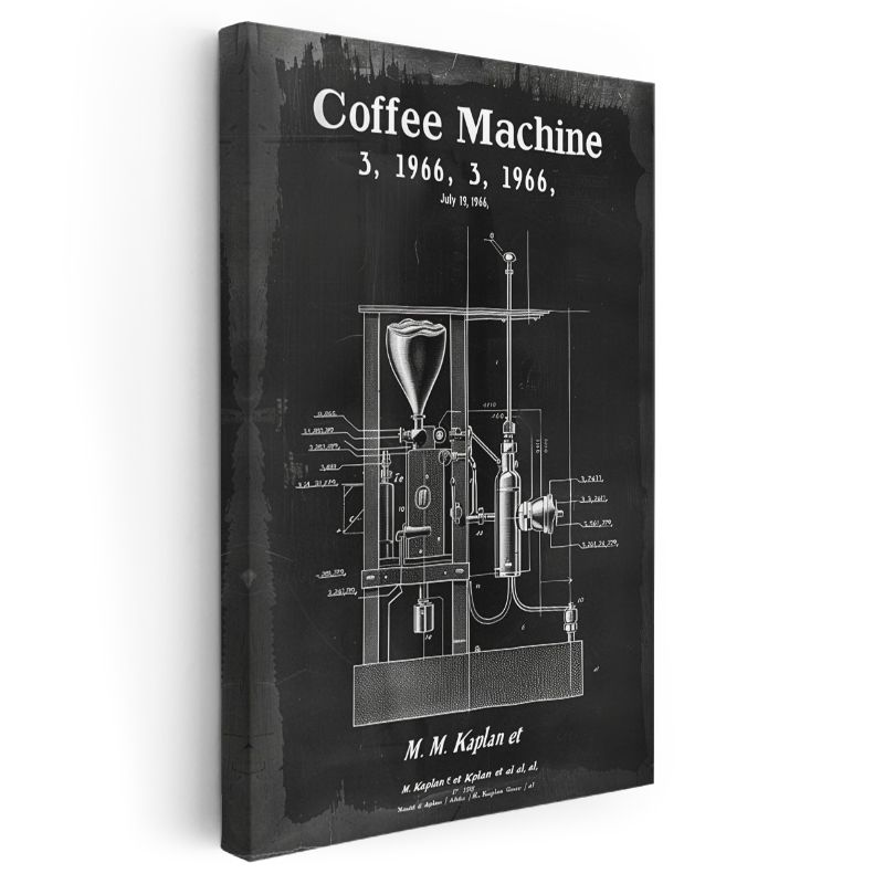 Kahve Makinesi - Retro İçecek Hazırlayıcı Kanvas Tablo