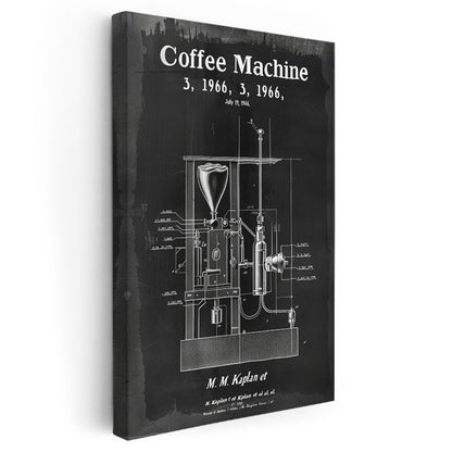 Kahve Makinesi - Retro İçecek Hazırlayıcı Kanvas Tablo