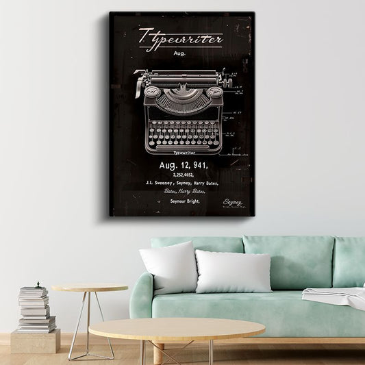 Klasik Daktilo - Yazı Makinesi Tasarımı Kanvas Tablo