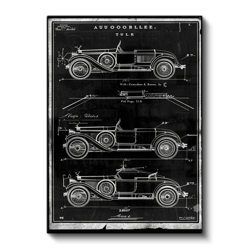Klasik Otomobil - 1920'ler Araba Tasarım Patenti Kanvas Tablo