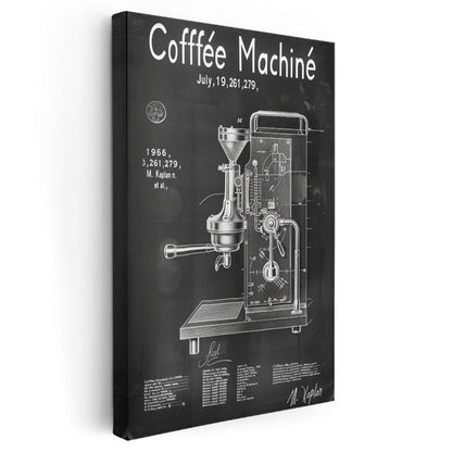 Kahve Makinesi - 1966 Vintage İcat Patent Çizimi Kanvas Tablo