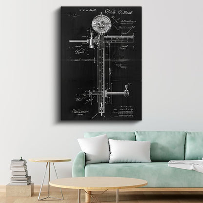 Hassas Ölçüm Aleti - Endüstriyel Dönem Teknik Çizim Kanvas Tablo