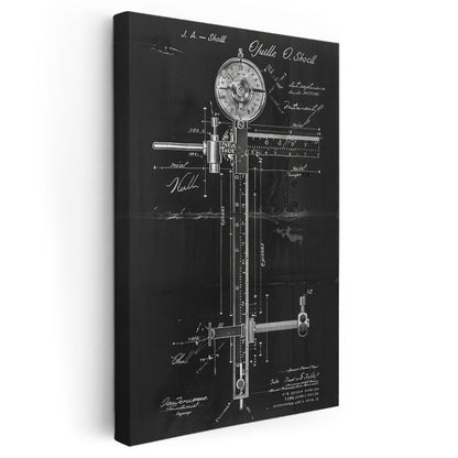 Hassas Ölçüm Aleti - Endüstriyel Dönem Teknik Çizim Kanvas Tablo