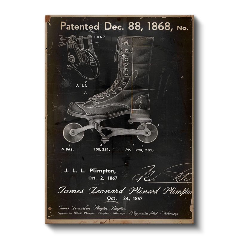 Tekerlekli Bot - 1868 Antik Paten Tasarımı Patent Çizimi Kanvas Tablo