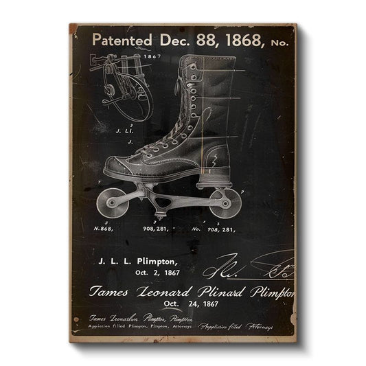 Tekerlekli Bot - 1868 Antik Paten Tasarımı Patent Çizimi Kanvas Tablo