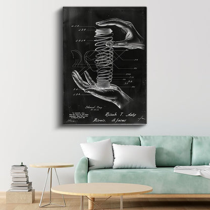 Yay Mekanizması - Endüstriyel Tasarım Patent Çizimi Kanvas Tablo