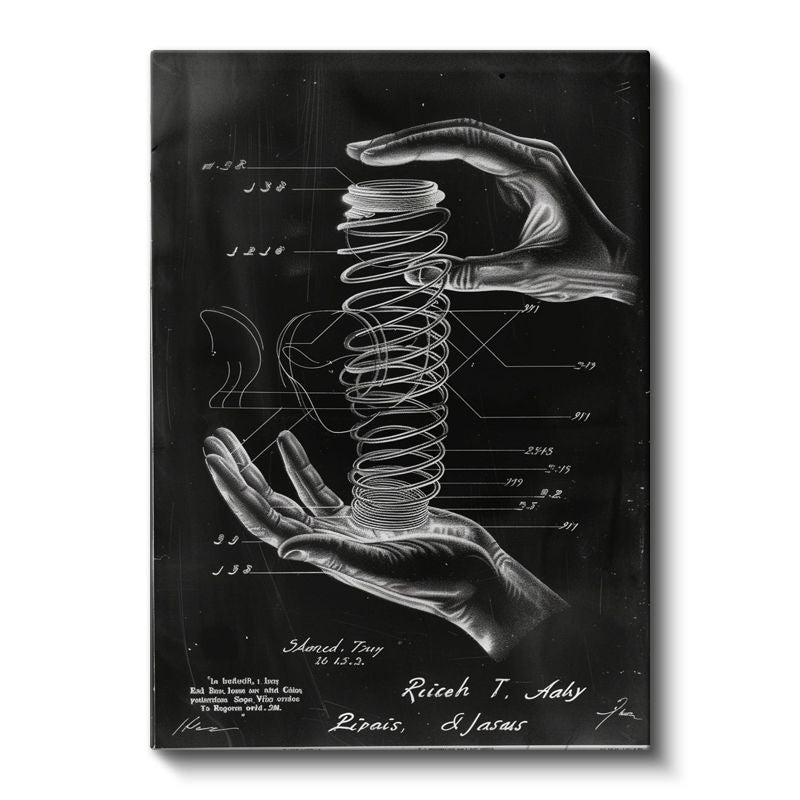 Yay Mekanizması - Endüstriyel Tasarım Patent Çizimi Kanvas Tablo