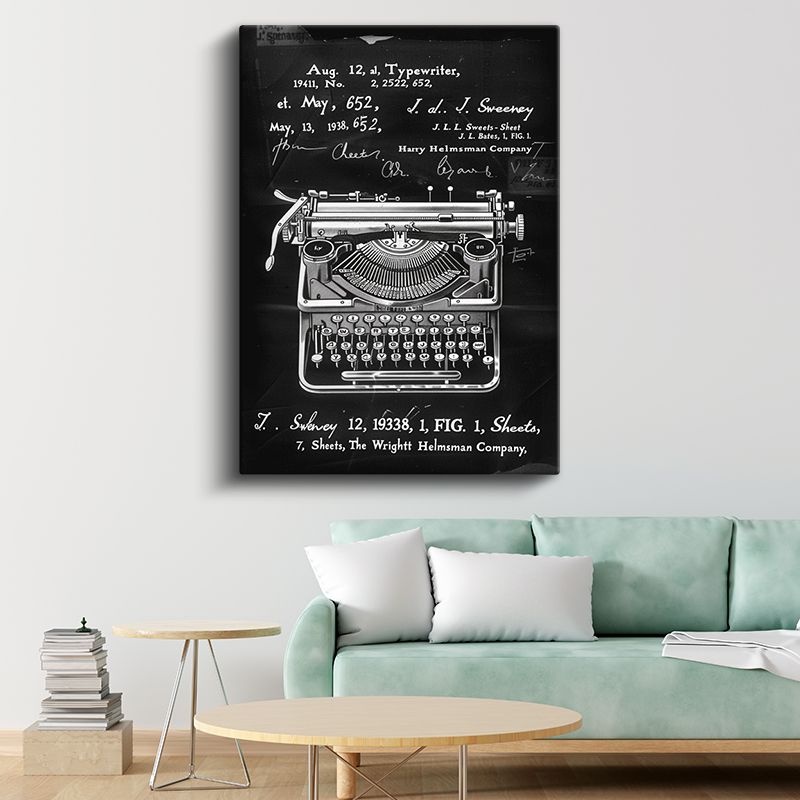 Klasik Daktilo - 1941 Patent Tasarımı Kanvas Tablo