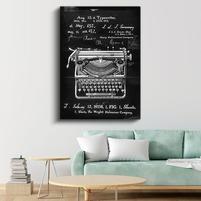 Klasik Daktilo - 1941 Patent Tasarımı Kanvas Tablo
