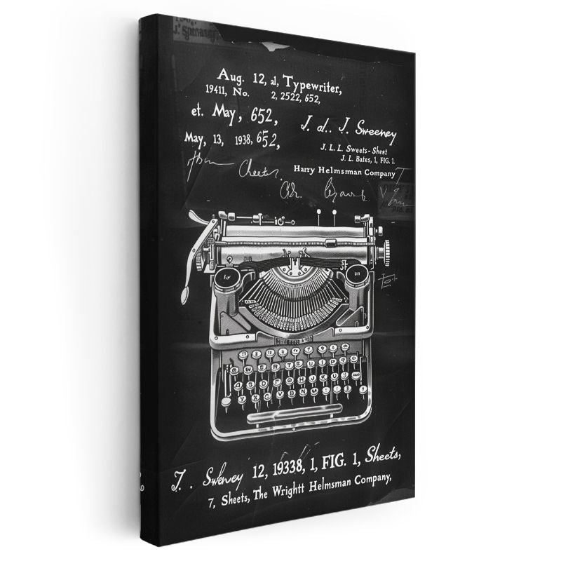 Klasik Daktilo - 1941 Patent Tasarımı Kanvas Tablo