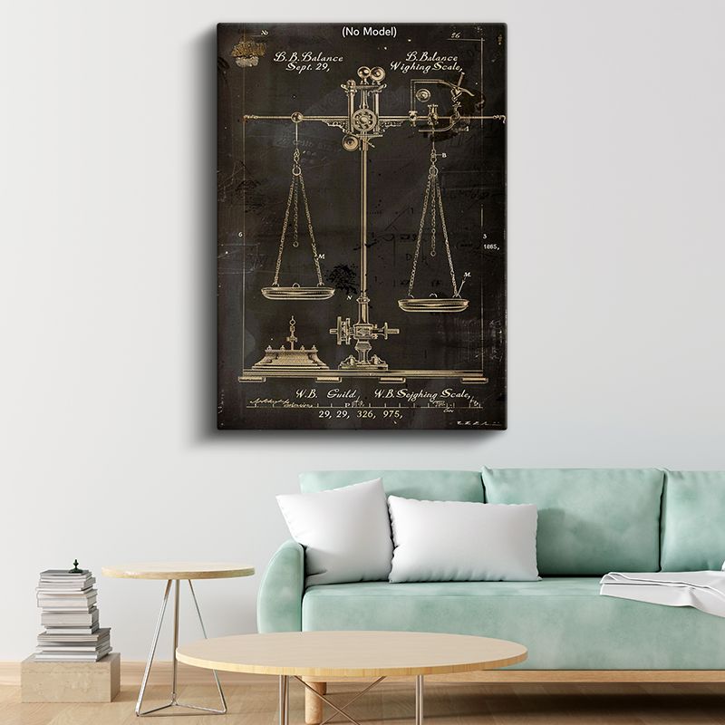 Terazi - Antik Tartı Aleti Patent Çizimi Kanvas Tablo