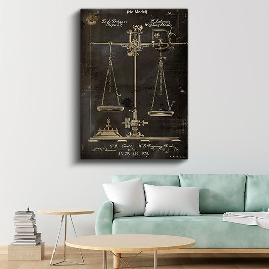 Terazi - Antik Tartı Aleti Patent Çizimi Kanvas Tablo